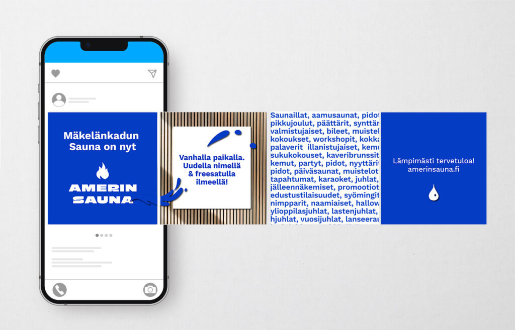 Amerin Saunan some kampanjoiden graafinen tuotanto.